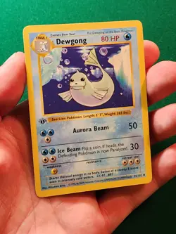 Dewgong 25/102 1st Edition Base Set Shadlowless 1999 WOTC Vintage Pokemon Card - Image 1