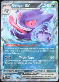 Pokemon TCG Gengar ex 104/162 2024 Temporal Forces Double Rare Card - LP - Image 1