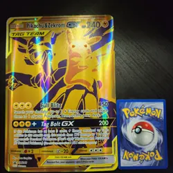 Pikachu & Zekrom GX Tag Team JUMBO Oversized Card Gold Promo SM248 - NM - Image 1