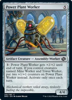 4x Power Plant Worker - Foil MTG The Brothers' War NM Magic Foil - Image 1