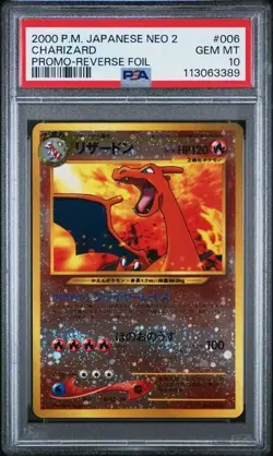 PSA 10 - Neo 2 Charizard Japanese - Reverse Foil 006 2000 Promo Gem Mint Pokemon - Image 1