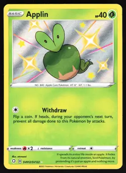 Applin SV012/SV122 Pokemon Shining Fates: Shiny Vault Shiny Holo Rare LP - Image 1