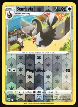 Staravia 118/172 Pokemon SWSH09: Brilliant Stars Reverse Holo Uncommon LP - Image 1