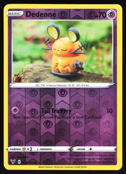 Dedenne 077/185 Pokemon SWSH04: Vivid Voltage Reverse Holo Common NM - Image 1