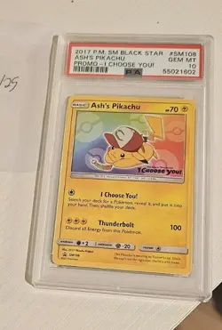 PSA 10 ASH'S PIKACHU POKEMON SUN&MOON I CHOOSE YOU BLACK STAR MOVIE PROMO CARD - Image 1