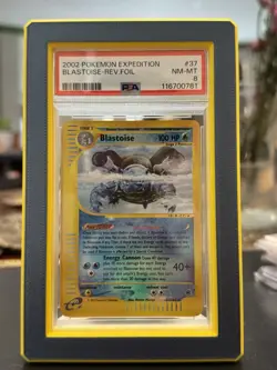 2002 Pokemon Expedition Blastoise Reverse Holo Card 37 PSA 8 NM-MT - Image 2