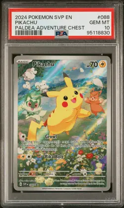 2024 POKEMON EN-SV BLACK STAR PROMO PALDEA ADVENTURE CHEST PIKACHU PSA 10 P036 - Image 1