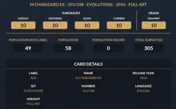 M Charizard EX Full Art 101/108 ACE 10 2016 Pokemon XY Evolutions Perfect Subs - Image 3