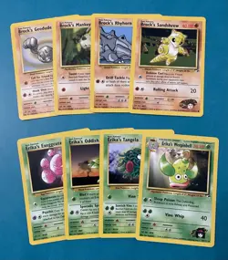 Pokemon TCG: Gym Heroes Set Lot with Erika's Weepinbell, Regular, HP (8 Cards) - Image 1