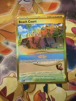 Beach Court 263/182 Paradox Rift Gold Holo Hyper Rare Pokemon Card English NM - Image 1