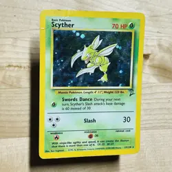 Vintage 2000 Scyther 17/130 Base Set 2 Holo Rare Swirl MP English Pokemon Card - Image 2