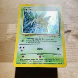 Vintage 2000 Scyther 17/130 Base Set 2 Holo Rare Swirl MP English Pokemon Card - Image 5
