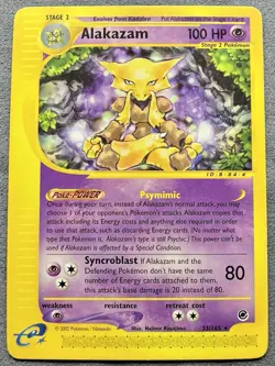 Pokemon TCG Alakazam 33/165 Expedition Regular Rare Card LP - Image 1