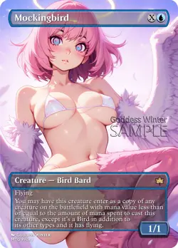 MTG - Mockingbird - Fanart Borderless Style - EDH / Playtest - Image 1