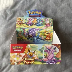 Pokemon Scarlet Violet Prismatic Evolutions Mini Tin EMPTY BOX DISPLAY - Image 1