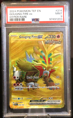 2024 Pokemon TCG Temporal Forces #214 GOUGING FIRE ex Hyper Rare PSA Mint 9 - Image 1