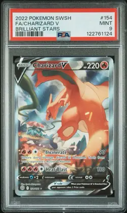 2022 Pokemon Brilliant Stars Charizard V Full Alternate Alt Art #154/172 PSA 9 - Image 1