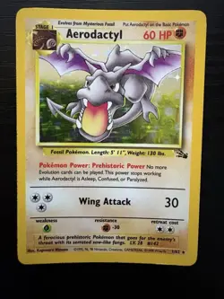 Pokemon TCG Aerodactyl Fossil Holo Rare Card 1/62 Unlimited MP - Image 1