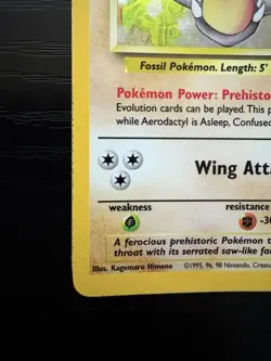 Pokemon TCG Aerodactyl Fossil Holo Rare Card 1/62 Unlimited MP - Image 3