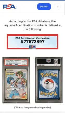 PSA10 Mallow Lana SR Pokemon Card Indonesian 265 260 Holo Full Art Mallow Lana O - Image 4