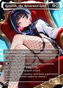 MTG - Kenrith, the Returned King - Fanart Borderless Style - EDH / Playtest - Image 1