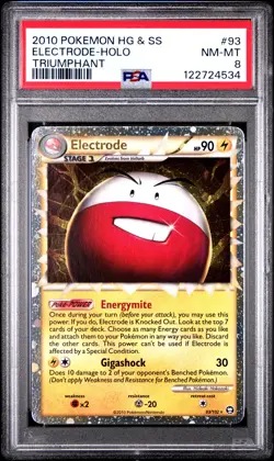 2010 POKEMON TRIUMPHANT ELECTRODE PRIME #93 ULTRA RARE HOLO PSA 8 NM #122724534 - Image 1