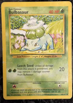Bulbasaur 044/102 Base Set 1999 Regular Common HP/DMG Pokemon Card WOTC - Image 1