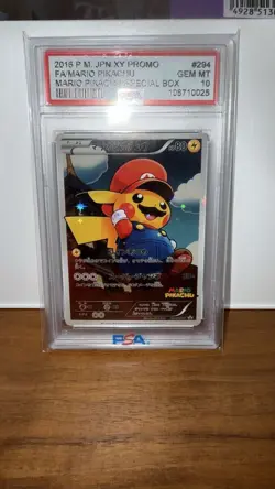 Mario Pikachu Pokemon Card PSA10 - Image 1