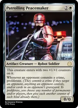 MTG Robocop - Patrolling Peacemaker - Fanart Borderless Style - EDH / Playtest - Image 1