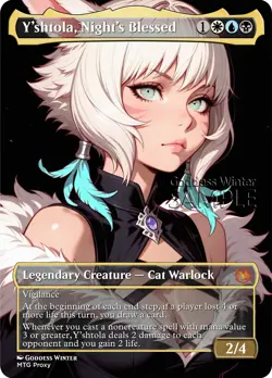 MTG FF - Y'shtola, Night's Blessed - Fanart Borderless Style - EDH / Playtest - Image 1