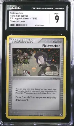 Pokemon Fieldworker 73/92 ex Legend Maker Reverse Holo (Mew Swirl 🍥) CGC 9 MINT - Image 1