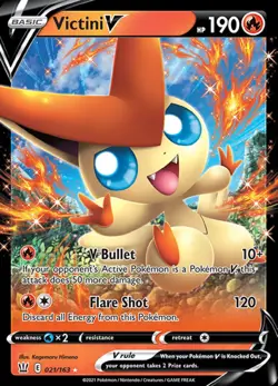 Pokemon Victini V - 021/163 - Ultra Rare NM-Mint Battle Styles - Image 1