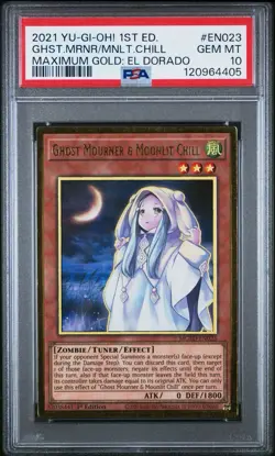 PSA 10 Ghost Mourner & Moonlit Chill MGED-EN023 Gold Rare 1st Edition Yugioh - Image 1
