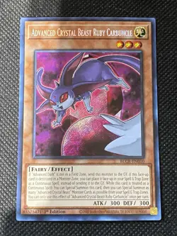 YuGiOh! Advanced Crystal Beast Ruby Carbuncle BLCR-EN010 Secret Rare 1st NM - Image 1