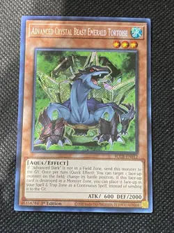 YuGiOh! Advanced Crystal Beast Emerald Tortoise BLCR-EN012 Secret Rare 1st NM - Image 1