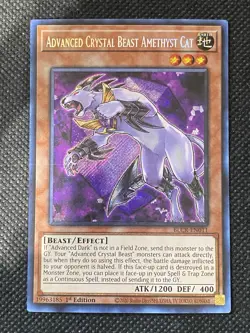 YuGiOh! - Advanced Crystal Beast Amethyst Cat BLCR-EN011 Secret Rare 1st NM - Image 1
