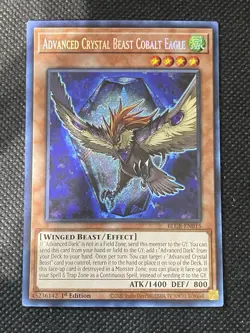 YuGiOh! - Advanced Crystal Beast Cobalt Eagle BLCR-EN015 Secret Rare 1st Ed NM - Image 1