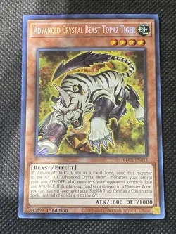 YuGiOh! - Advanced Crystal Beast Topaz Tiger BLCR-EN013 Secret Rare 1st NM - Image 1