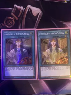 YUGIOH TCG ASCETICISM OF THE SIX SAMURAI SPWA-EN048 SUPER 1ST EDITION NM - Image 1