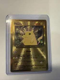 Pokemon Gold Metal Pikachu Card 58/102 - Celebrations Ultra Premium Collection - Image 1