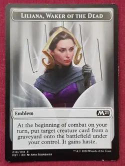 Magic The Gathering 2021 CORE SET M21 LILIANA WAKER OF THE DEAD EMBLEM token MTG - Image 1