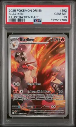 2025 POKEMON DRI EN-DESTINED RIVALS ILLUSTRATION RARE #192 BLAZIKEN PSA 10 - Image 1