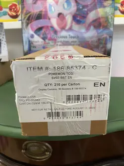 Factory Sealed Pokemon Scarlet & Violet Obsidian Flames SV03 6 Booster Box Case - Image 1