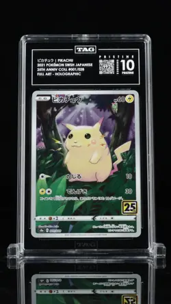 2021 Pokemon Japanese 25th Anniversary Pikachu Full Art 001 TAG 10 PRISTINE - Image 1