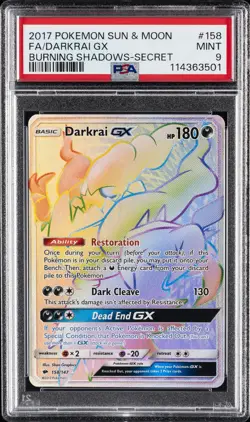 2017 POKEMON SUN & MOON BURNING SHADOWS SECRET #158 FULL ART/DARKRAI GX PSA 9 - Image 1