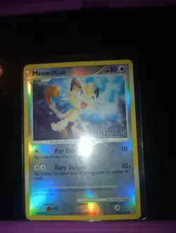 Pokemon TCG Meowth Card Platinum Holo Rare 50 HP - Image 1