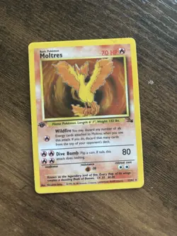Pokemon Moltres TCG Fossil Holo Card 12/62 First Edition Rare - Image 1