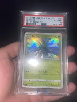 161/150 PSA 10 2018 Sun & Moon Scyther Ultra Shiny Gx Pokemon Card SM8b - Image 1