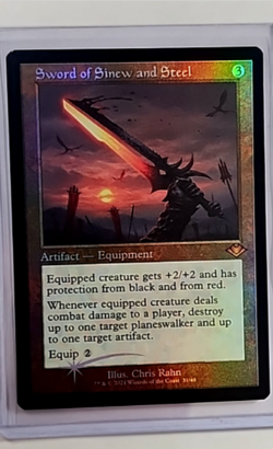 2021 MTG Magic the Gathering Modern Horizons Retro Foil Sword of Sinew and Steel - Image 1