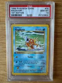 Pokemon Base Set 1999 1st Edition Magikarp 35/102 PSA 10 Gem Mint - Image 1